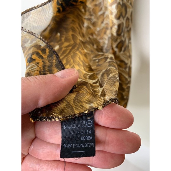 Tiger Stripe Chiffon Leopard Neck Wrap Scarf Womans Beautiful Sheer 13"W X 60"L - Picture 4 of 4